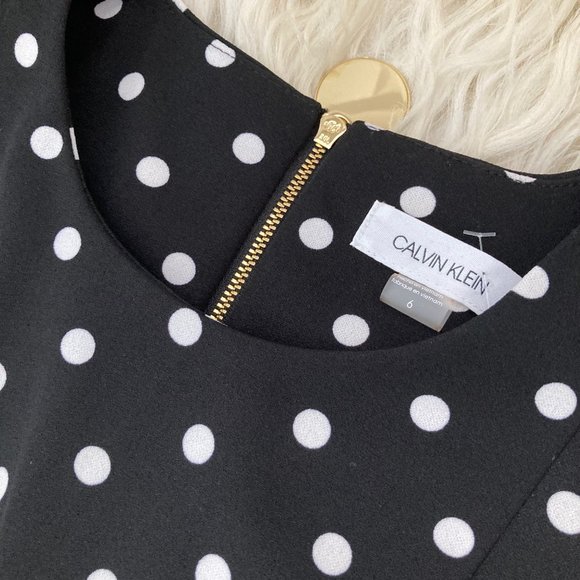 Calvin Klein Polka-Dot Fit & Flare Dress - Picture 7 of 9